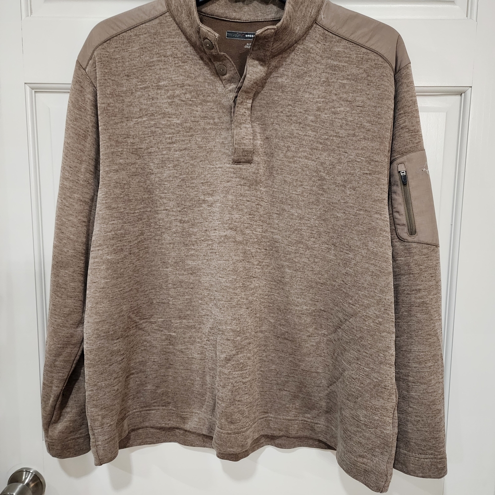 Greg Norman Collection Heather Tan QuarterButton-Up Pullover Mens XL